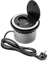 Розетка встраиваемая GTV 1-м.+2xUSB Ø100мм серый картинка